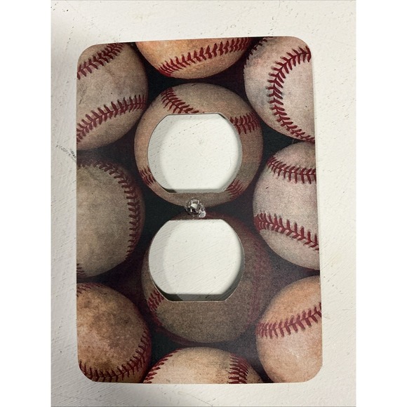 The Unbranded Brand Other - Baseball Heavy Steel Wall Plug In Plate Cover Man Cave